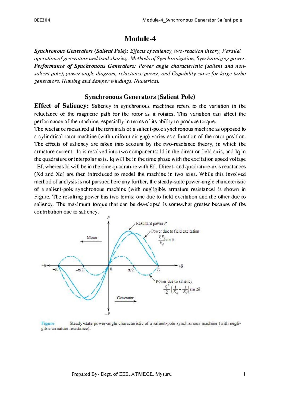 BEE304 Final Exam Notes on Salient Pole Synchronous Generators - Studocu