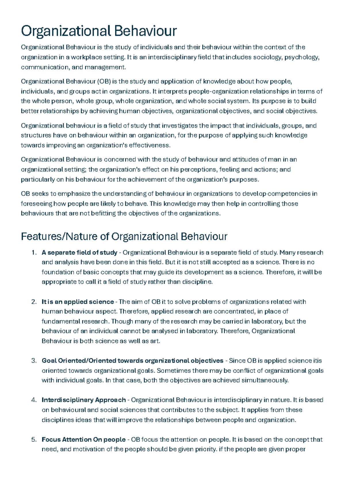 Organizational Behaviour: Understanding People in the Workplace - Studocu