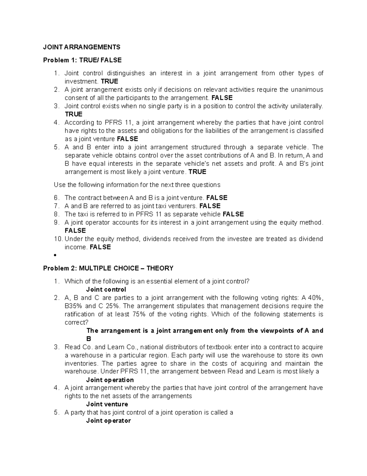 Joint Arrangements and Franchise Operations - Key Exam Insights - Studocu