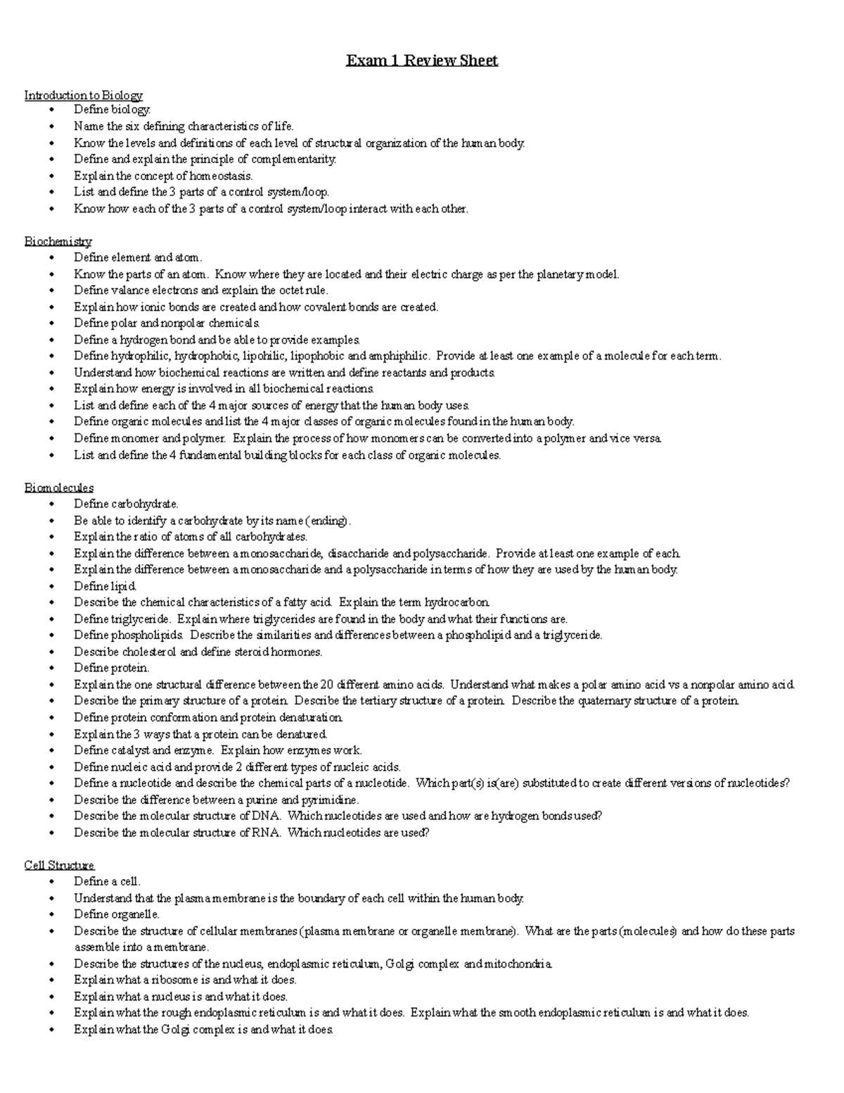 BIO 105 Final Exam Review: Key Concepts in Biology - Studocu
