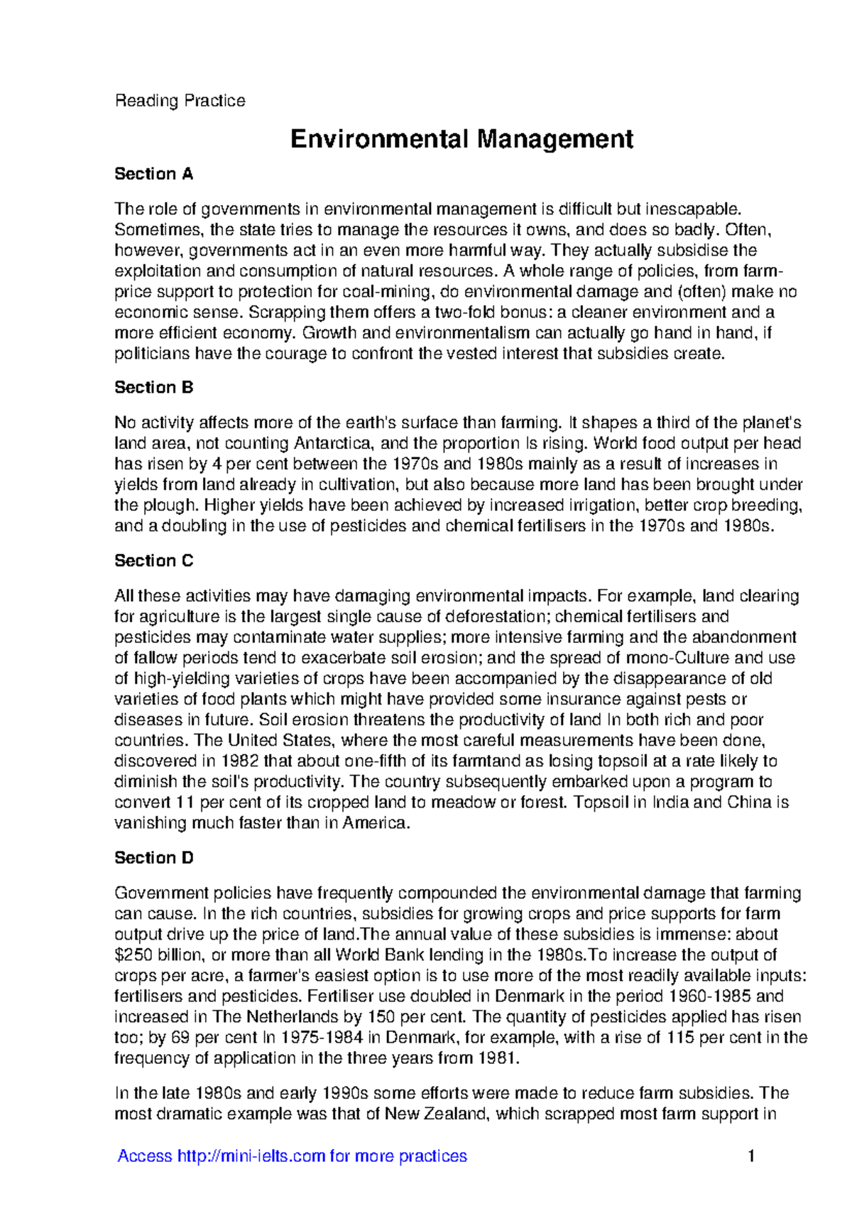 Environmental Management: The Role of Governments and Farming Practices ...