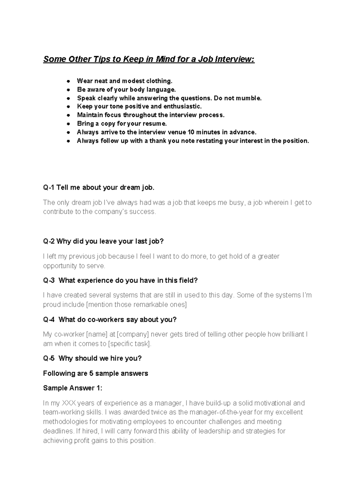 Top 30 HR Round Questions and Perfect Answers - Some Other Tips to Keep ...