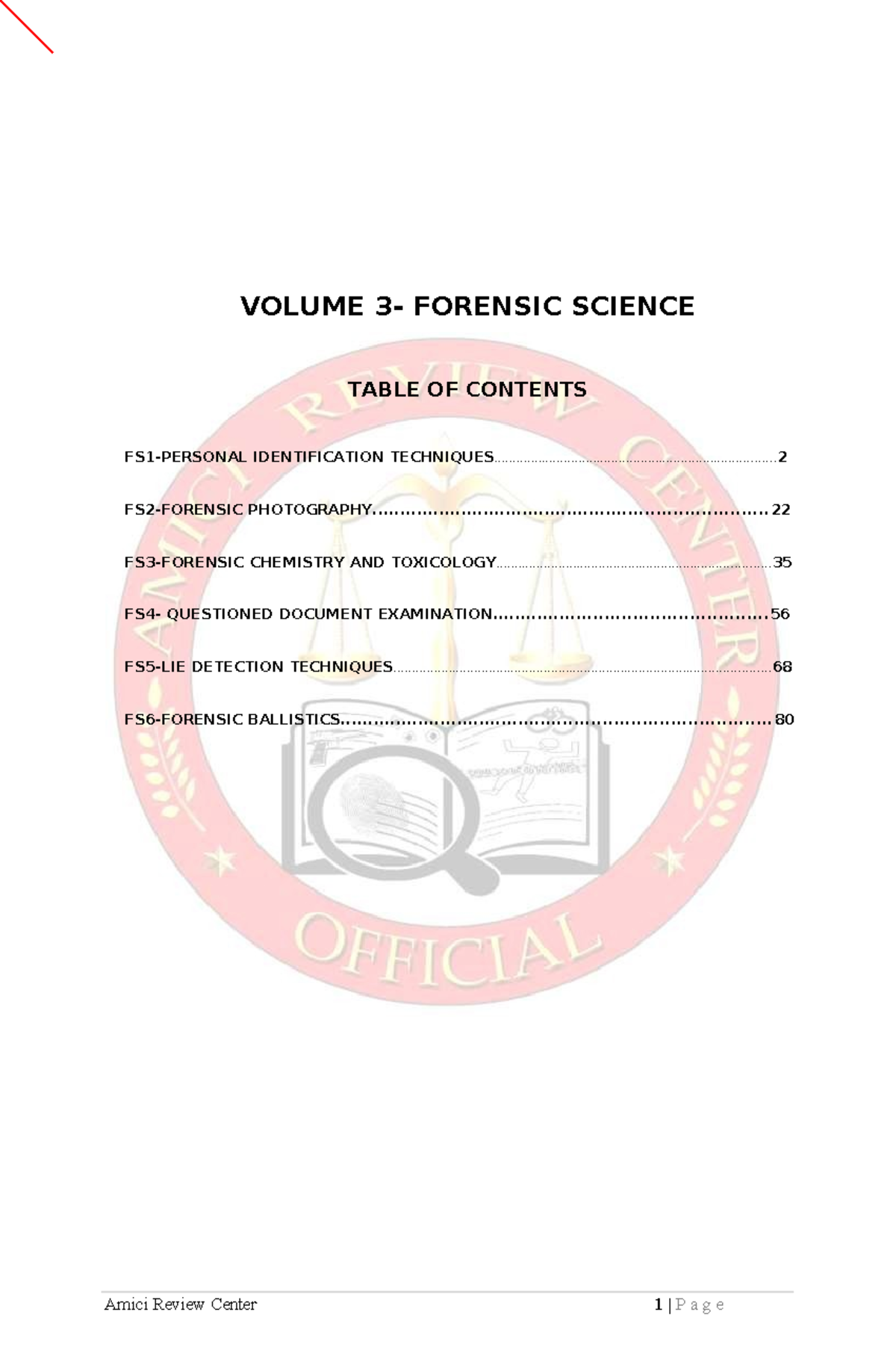 Forensic Science FS1: Personal Identification Techniques Overview - Studocu