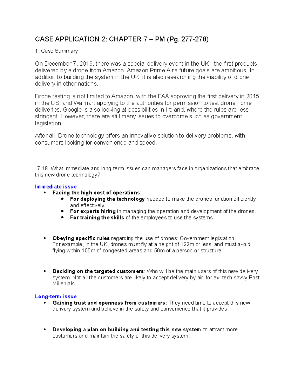 CASE Application 2 Chapter 7 PM - CASE APPLICATION 2: CHAPTER 7 – PM ...