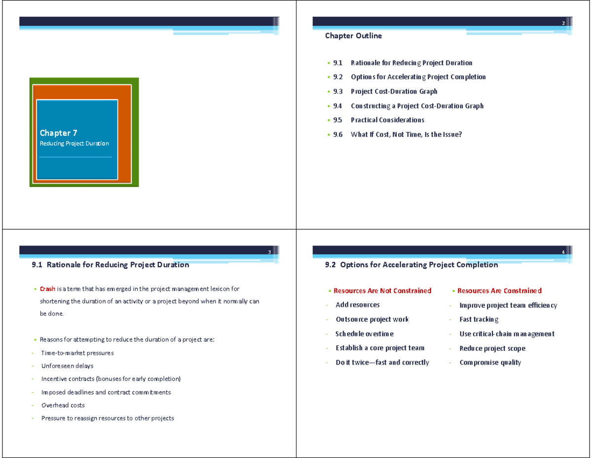 Chapter 7: Strategies for Reducing Project Duration in Project ...