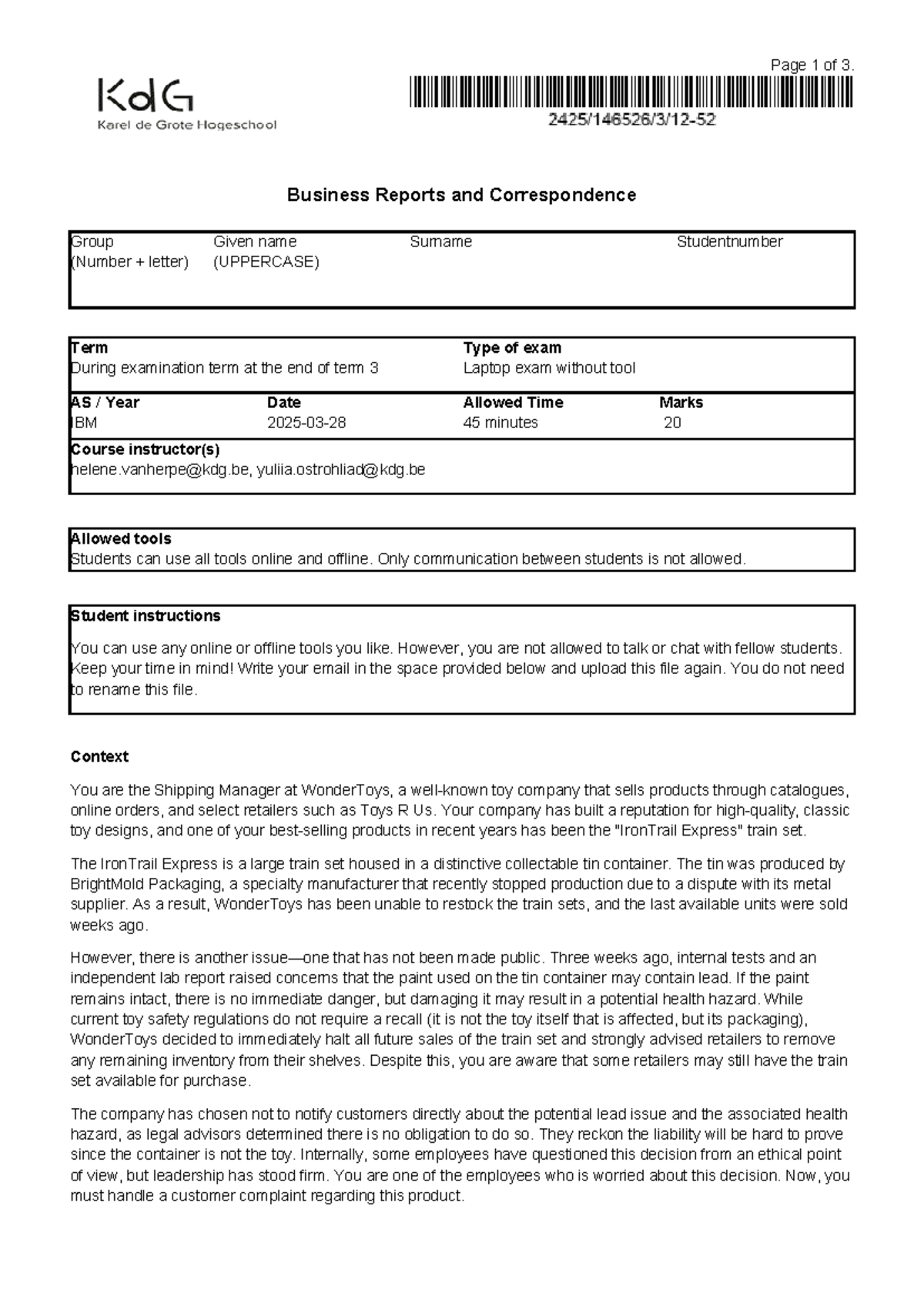 Business Reports and Correspondence: Case Study on Customer Complaint ...