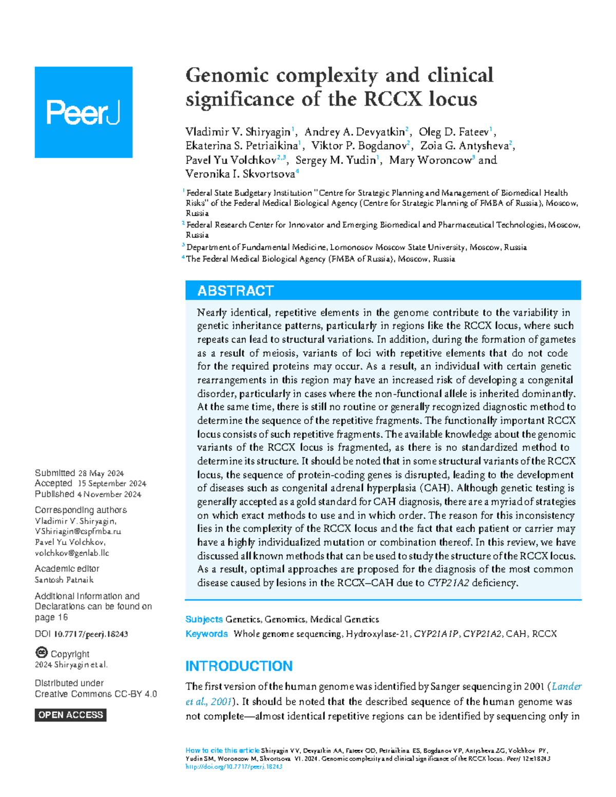 Genomic Complexity and Clinical Implications of RCCX Locus (PeerJ 2024 ...