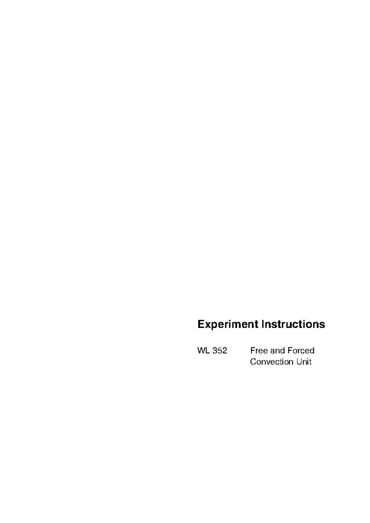 WL 352 Experiment Instructions: Free and Forced Convection Unit - Studocu