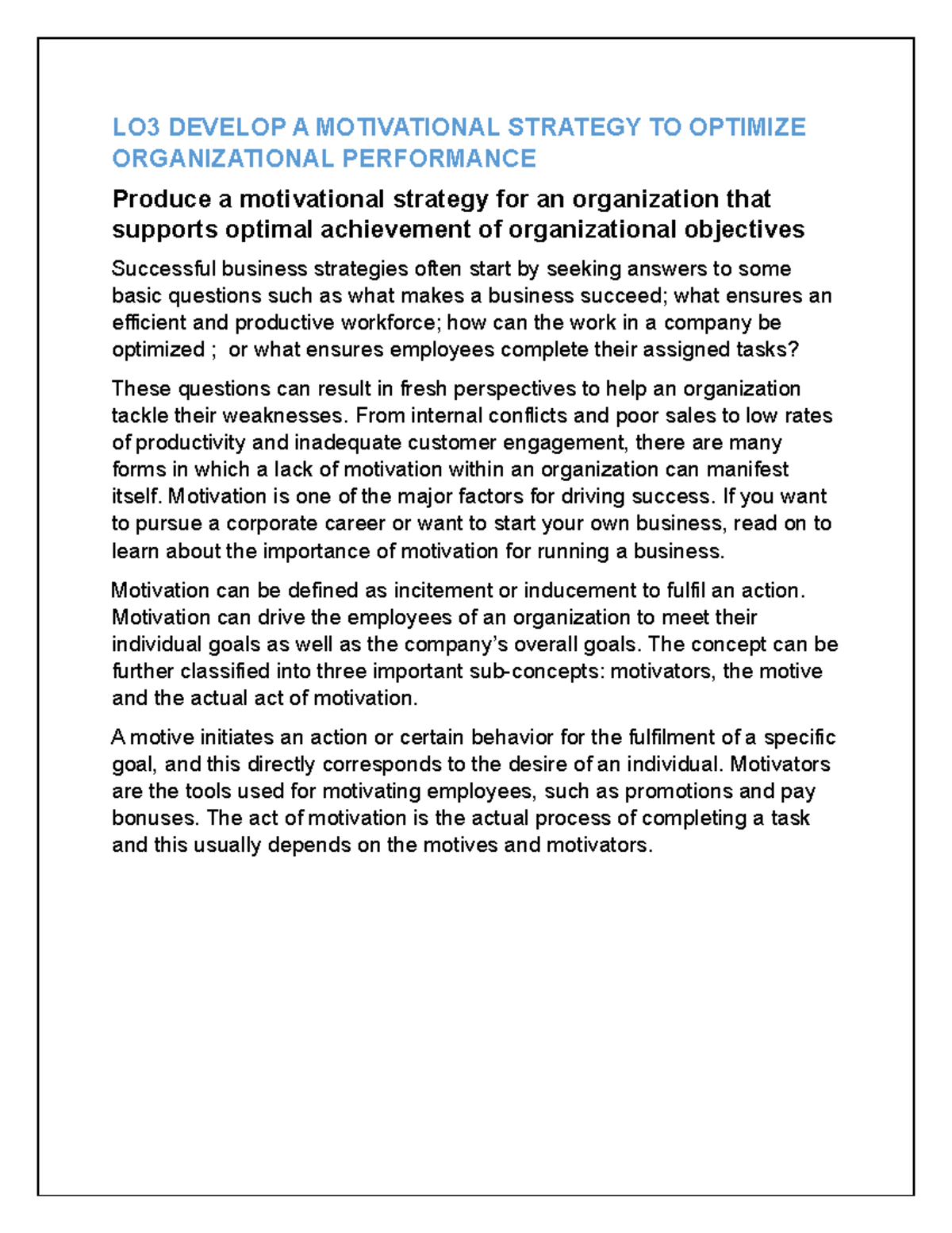 LM ASS - Comprehensive Strategy for Optimizing Organizational ...