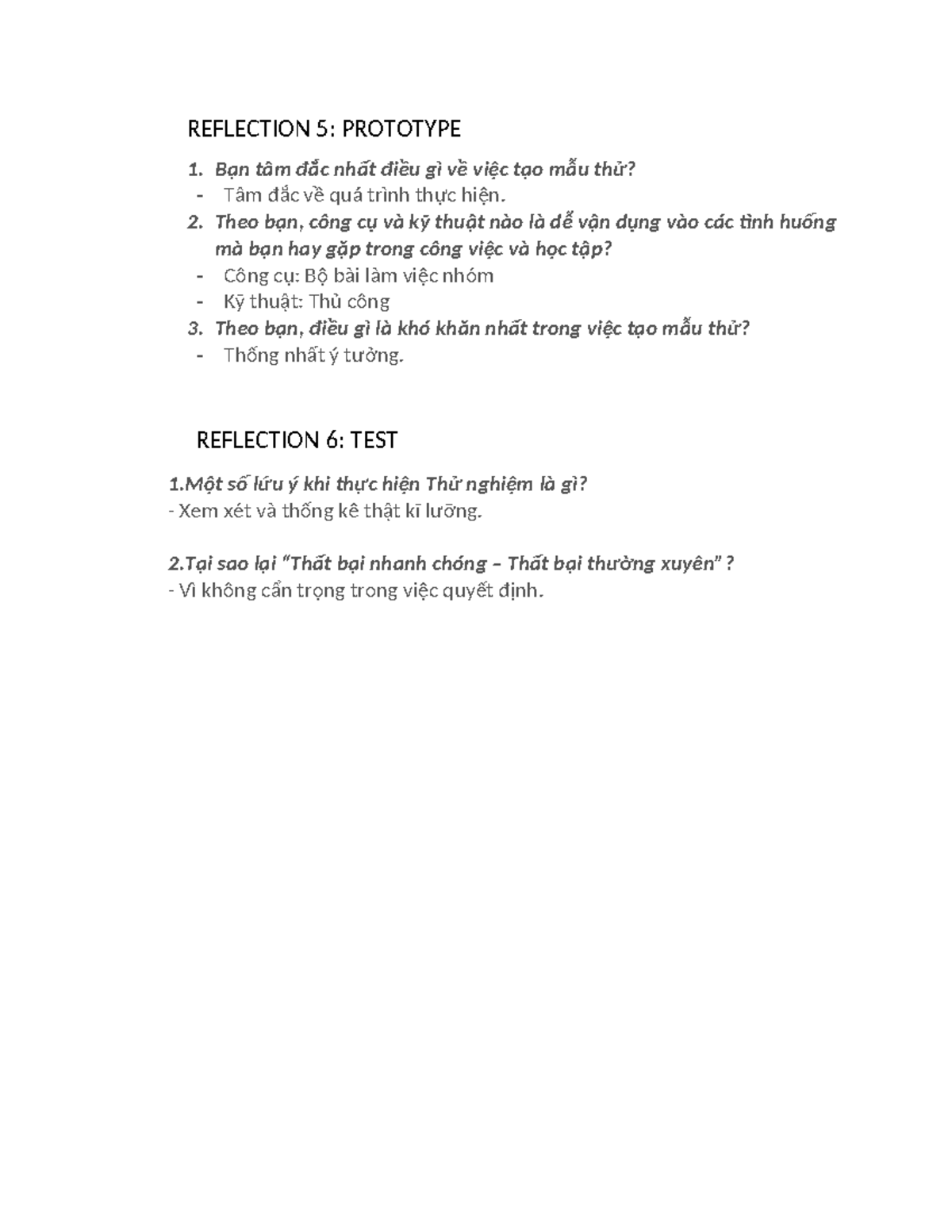 Reflection 5-6 - uihuh - REFLECTION 5: PROTOTYPE 1. Bạn tâm đắc nhất ...