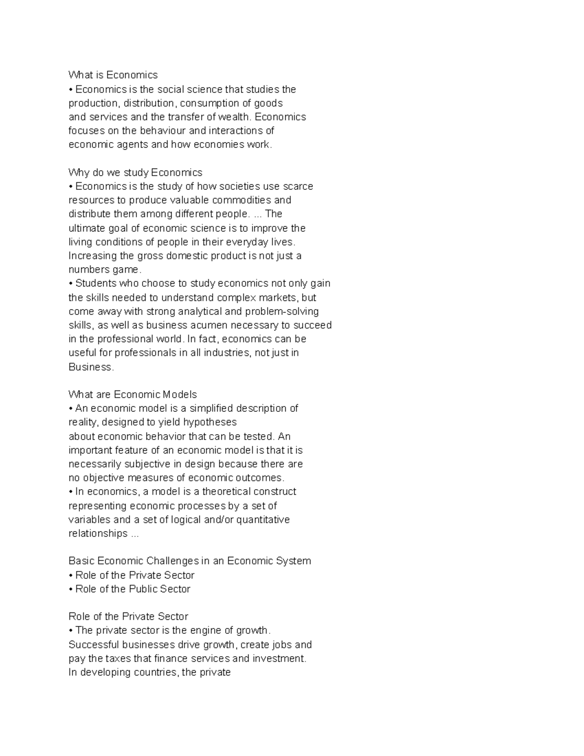 Introduction to Economics: Key Concepts and Models - Studocu