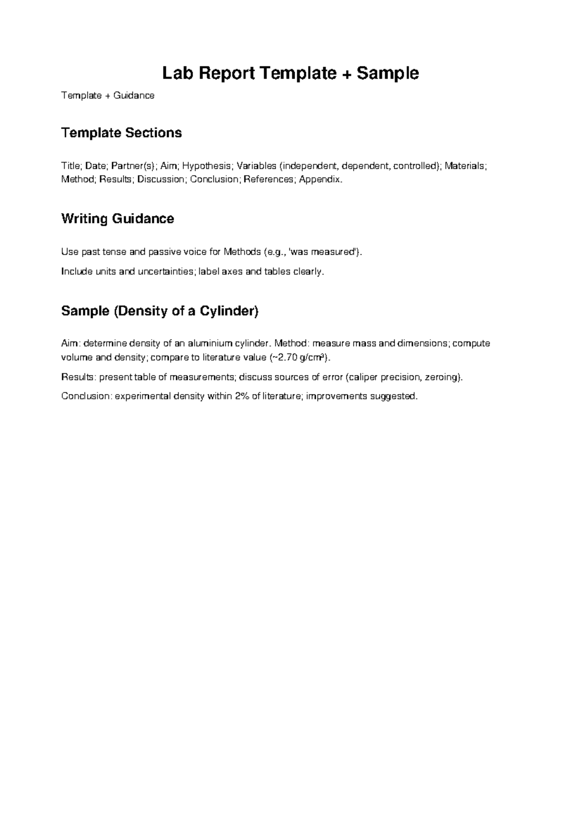 Lab Report Template and Sample - Lab Report Template + Sample Template ...
