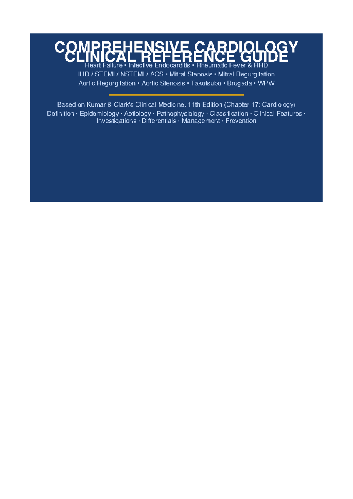 Comprehensive Cardiology Clinical Reference Guide (Kumar 11e) - Studocu