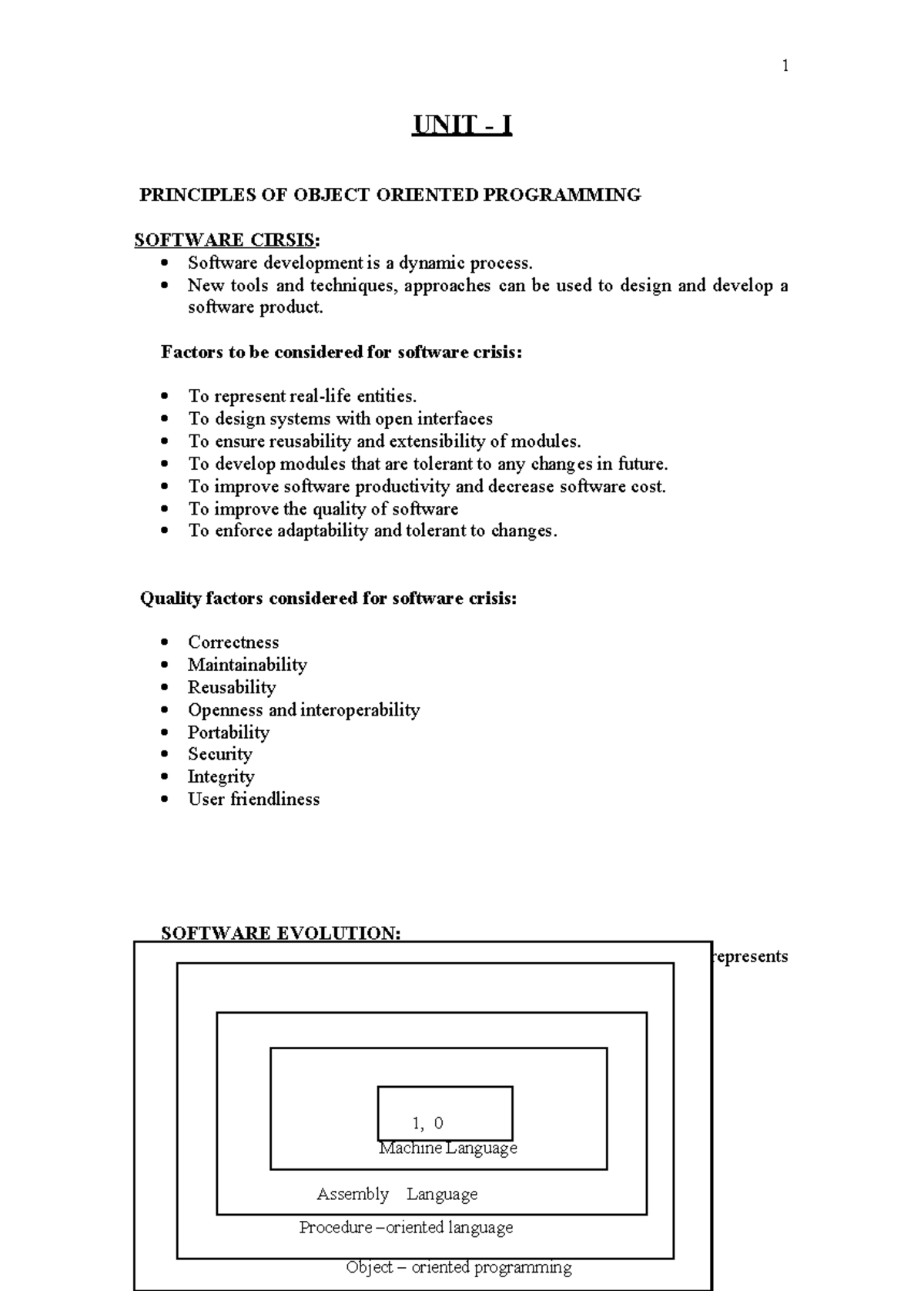 C++ UNIT I: Principles of Object-Oriented Programming and Software ...
