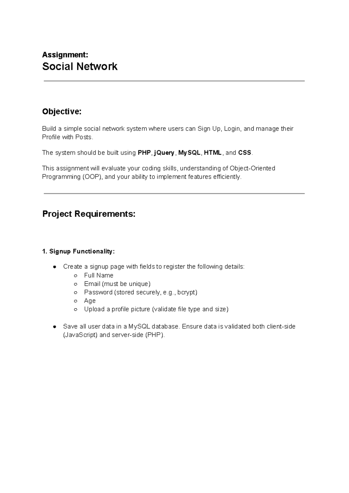 Assignment: Social Network Development (Webkul) - Studocu