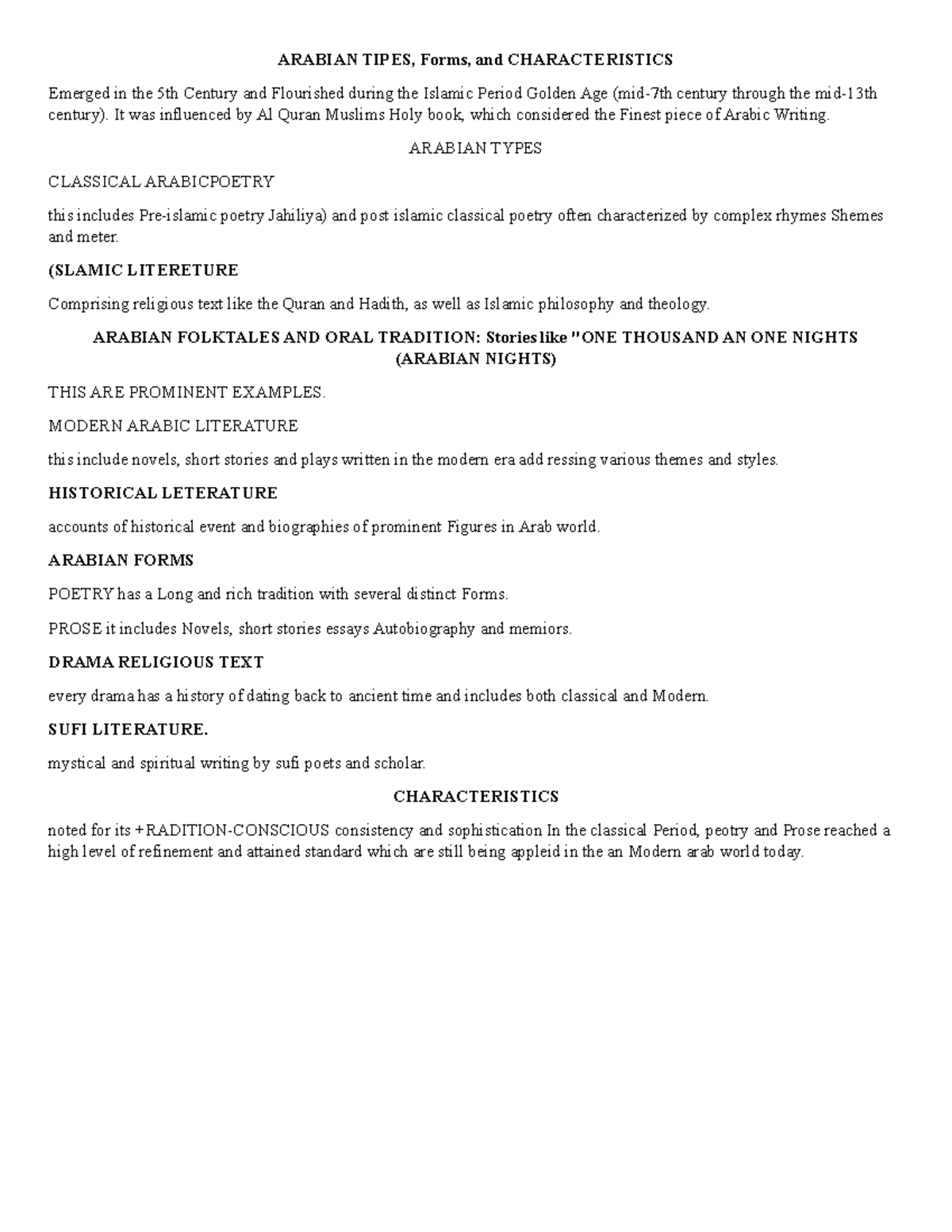 ARAB 101: Overview of Arabian Literature Types and Characteristics ...