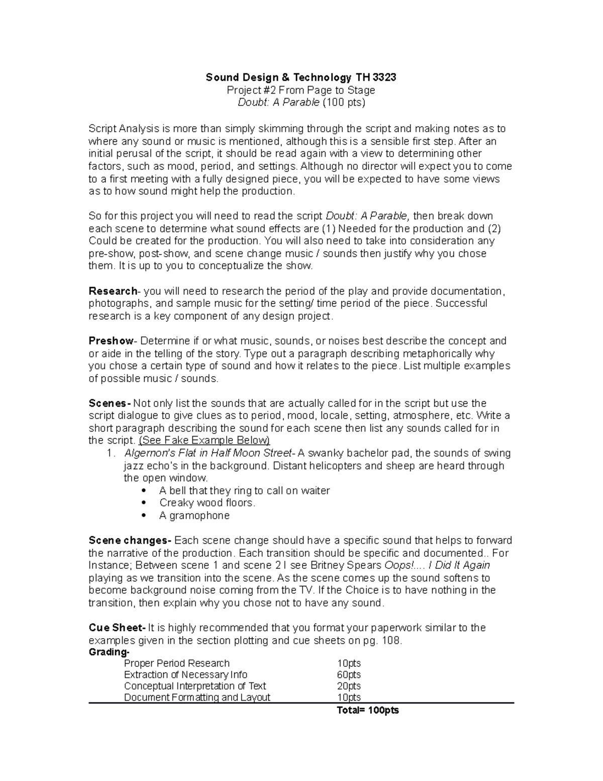 #2 From Page To Stage - Assignment 2 for Sound Design - Sound Design ...