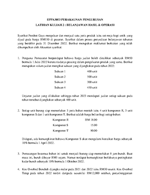 Tut1 Belanjawan Operasi - C 12 D 57 Requirements For Each Finished ...