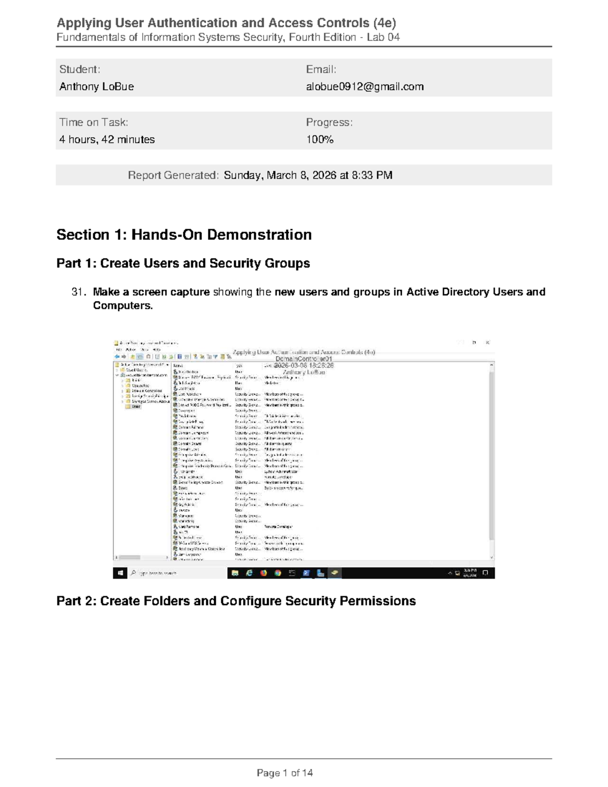 Lab 04: User Authentication & Access Controls (4e) - Anthony LoBue ...