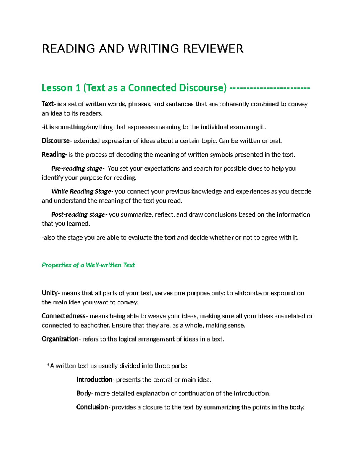 Reading and Writing Reviewer: Lessons on Text Structure and Techniques ...