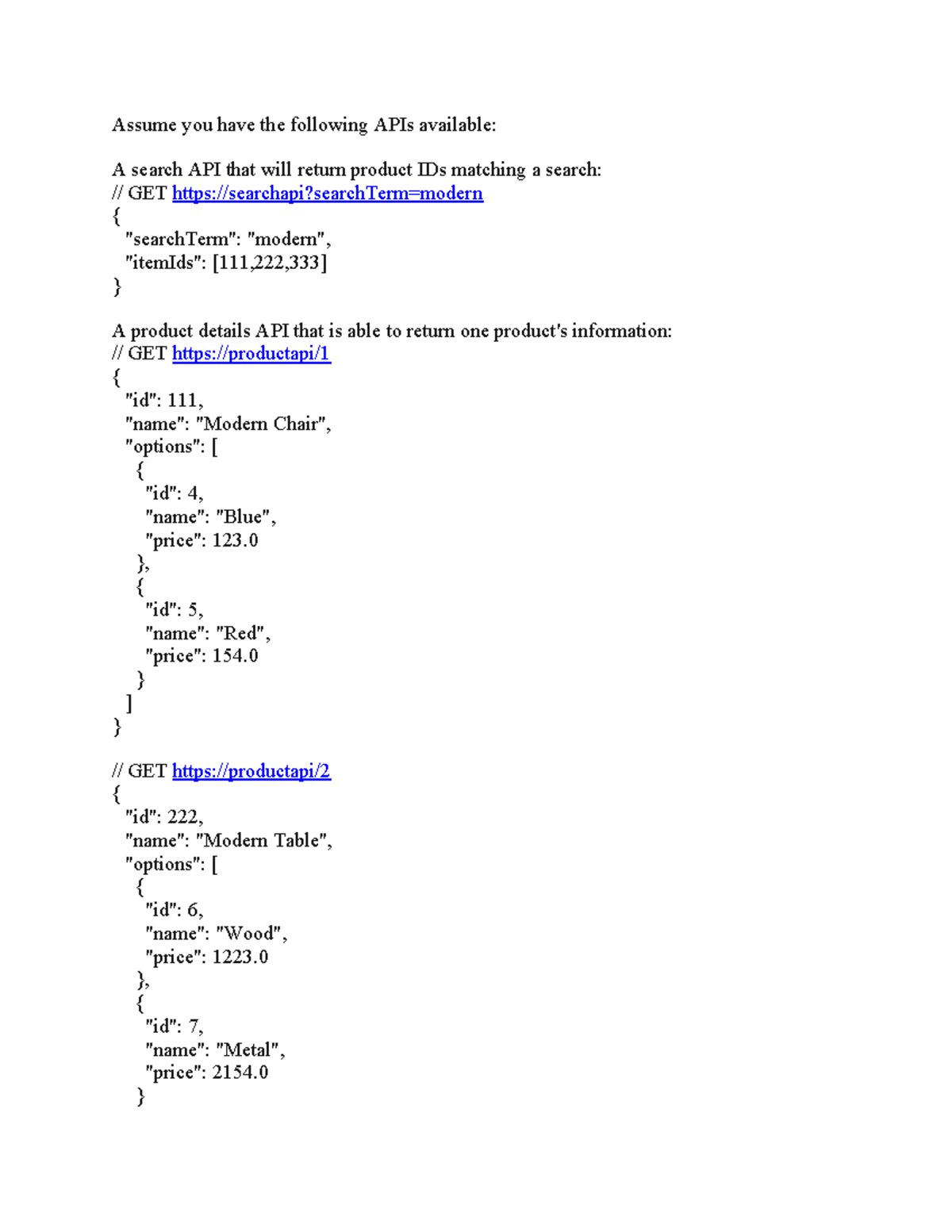 API Coding Challenge - ggsagsagsagsagas - Assume you have the following ...