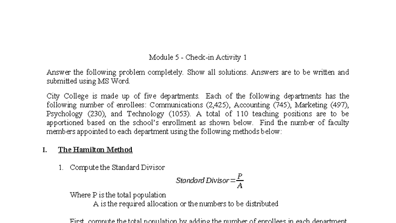 Module 5 Activity 1: Faculty Allocation Problem Solutions - Studocu
