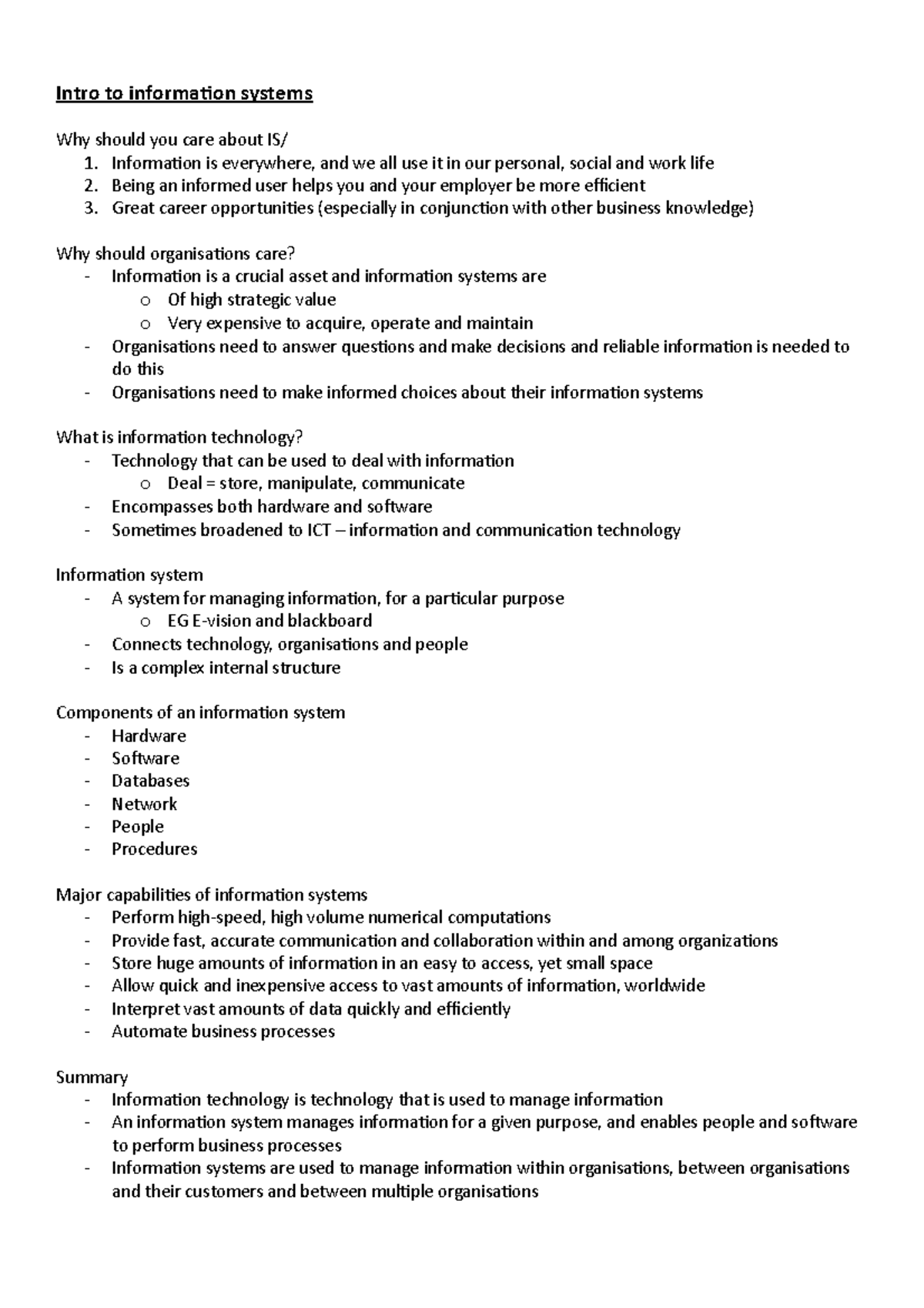 INFO 101: Intro to Information Systems Exam Notes and Key Concepts ...
