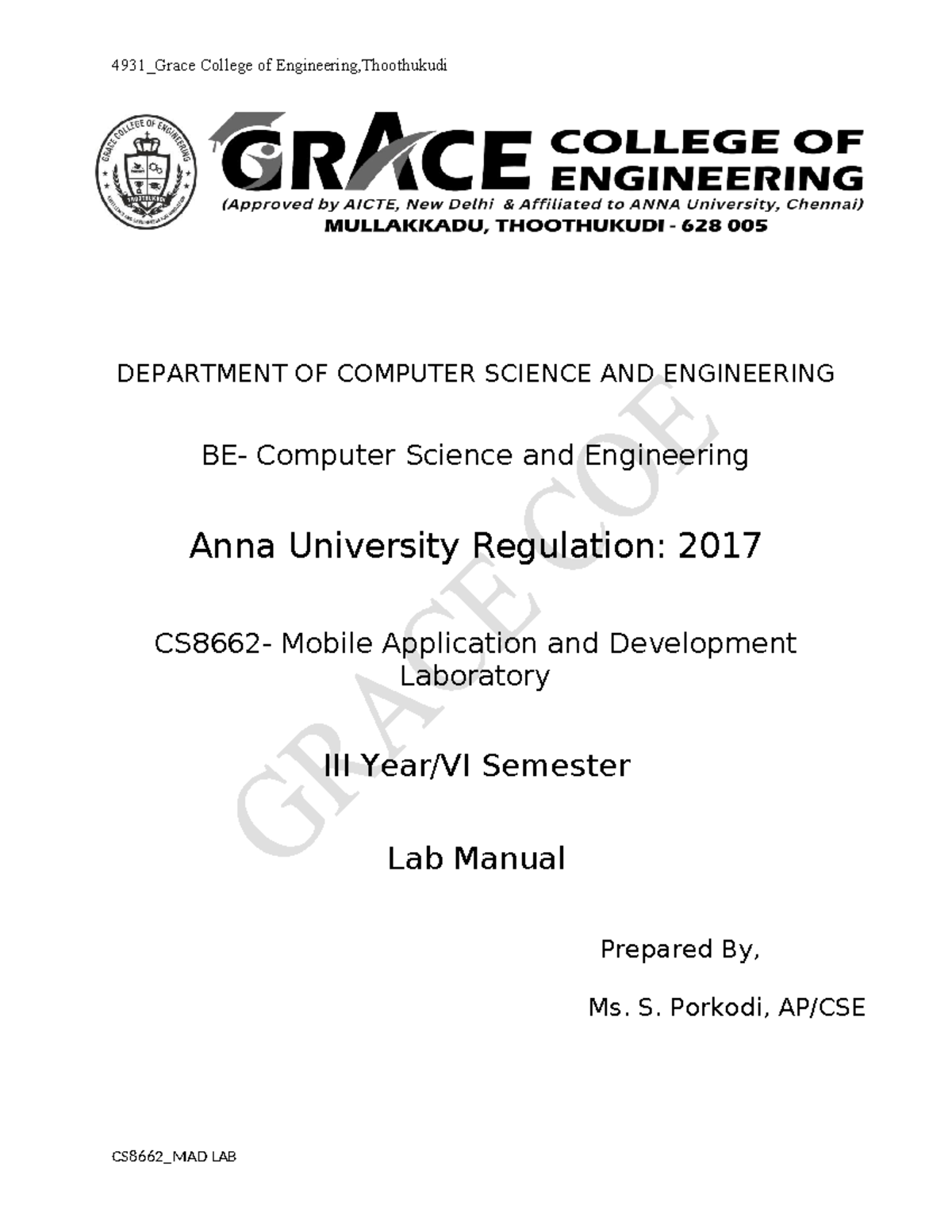 CS8662_MAD LAB Manual: Android App Development Procedures - Studocu
