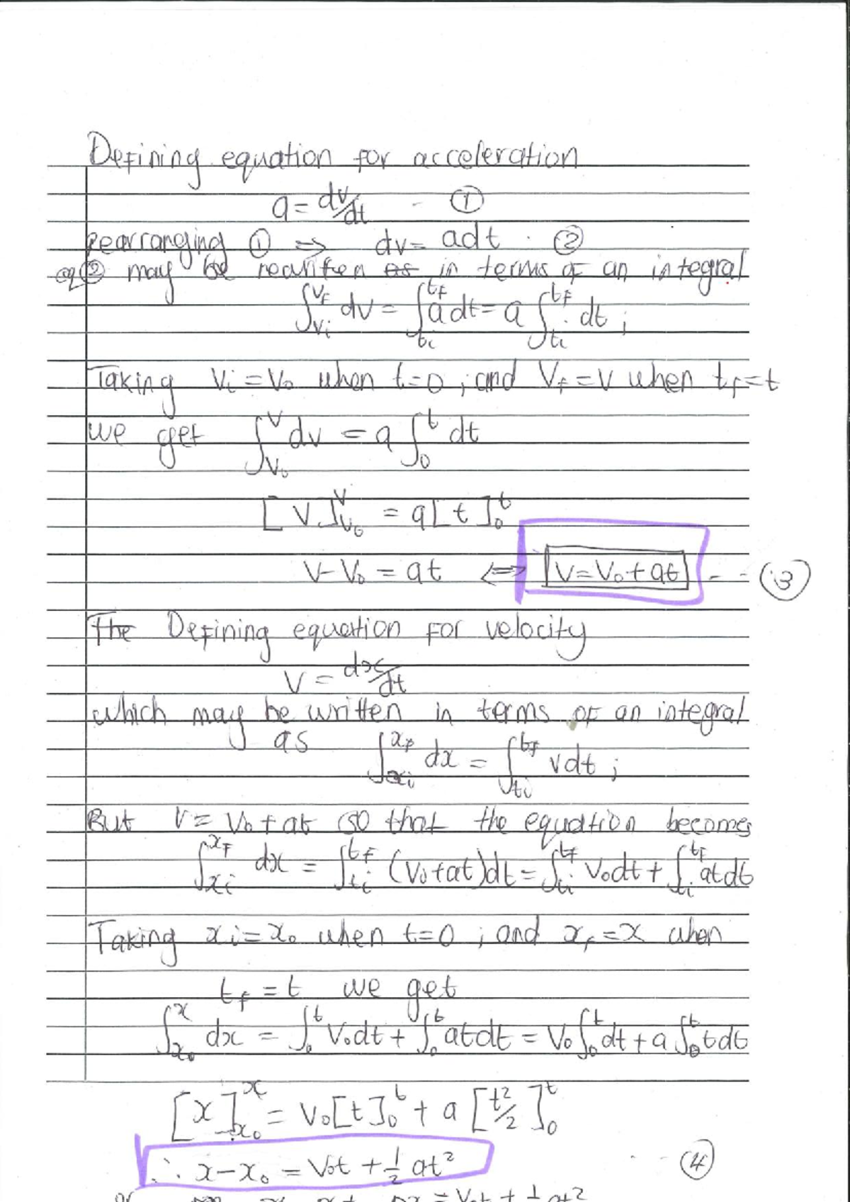 Derivative - Notes - FSK 116 - Defining equation for acceleration T ...