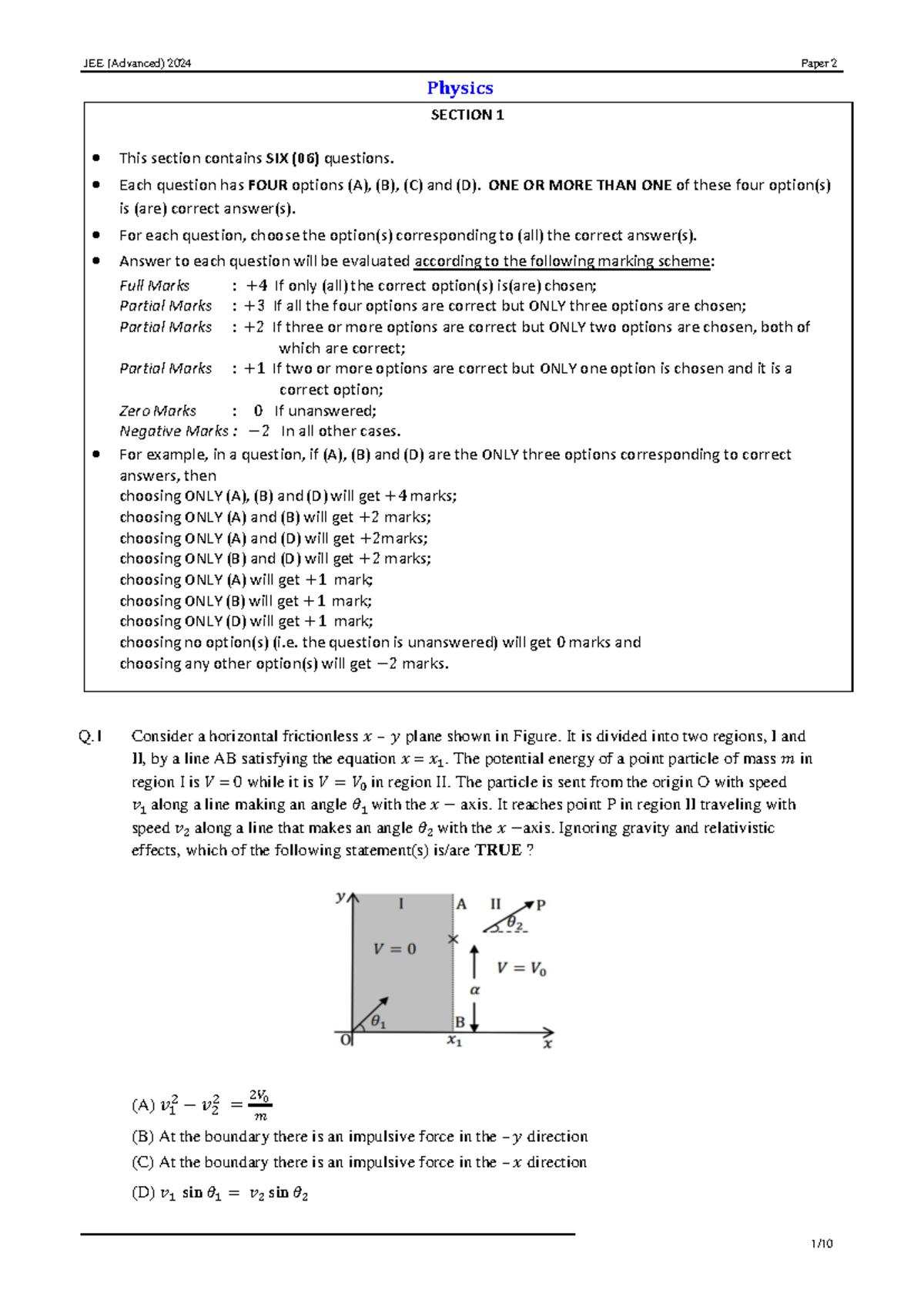 JEE (Advanced) 2024 Paper 2 Physics Detailed Question Analysis - Studocu