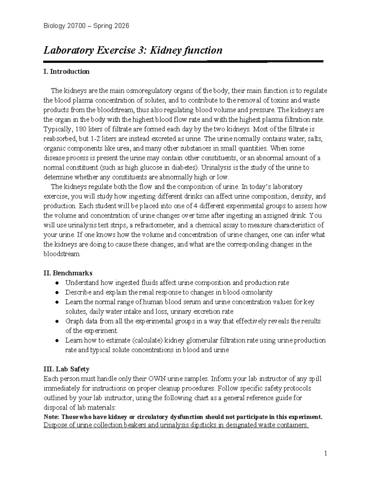 Lab 3: Kidney Function Analysis in Biology 20700 Spring 2026 - Studocu