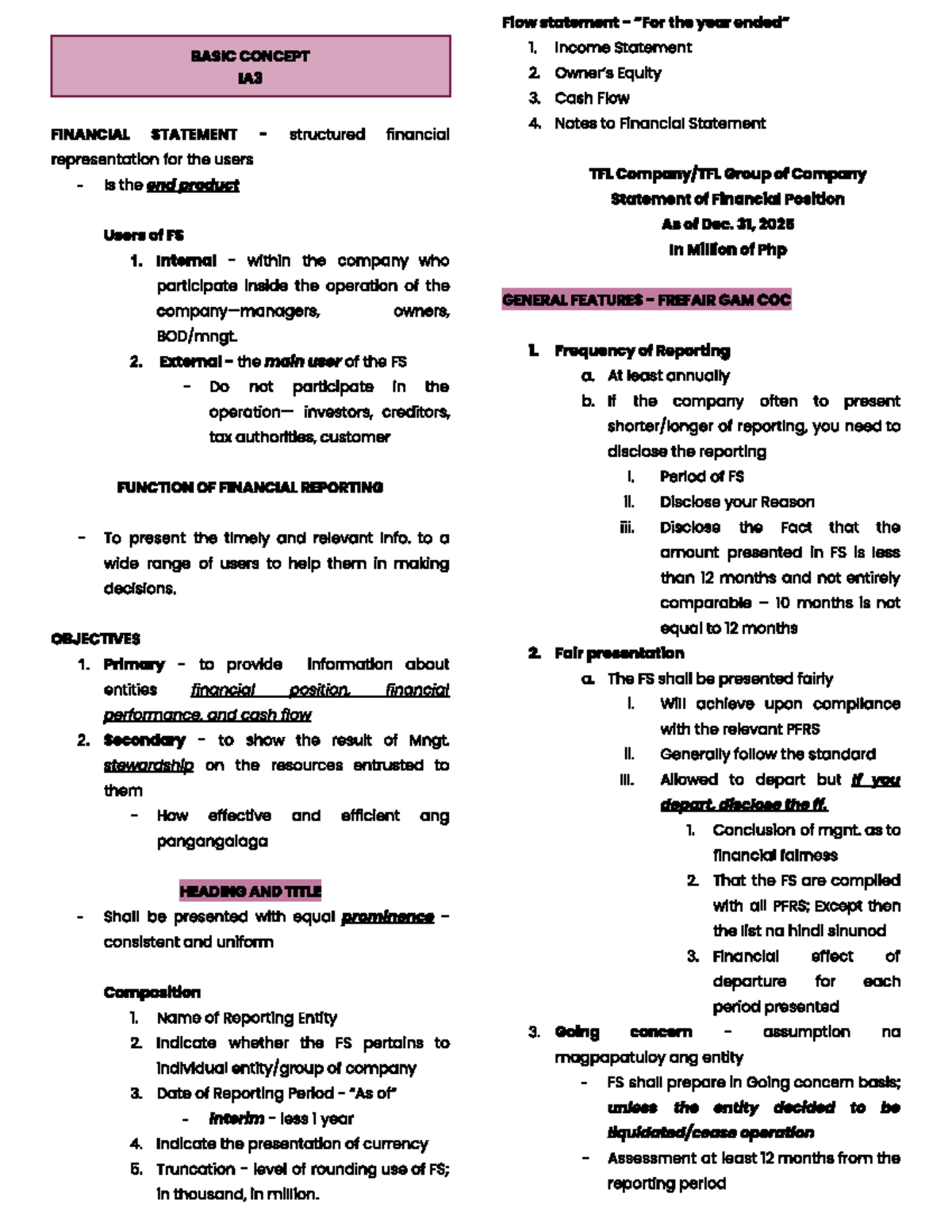 Financial Statements Overview and Analysis: IA3 Notes - Studocu