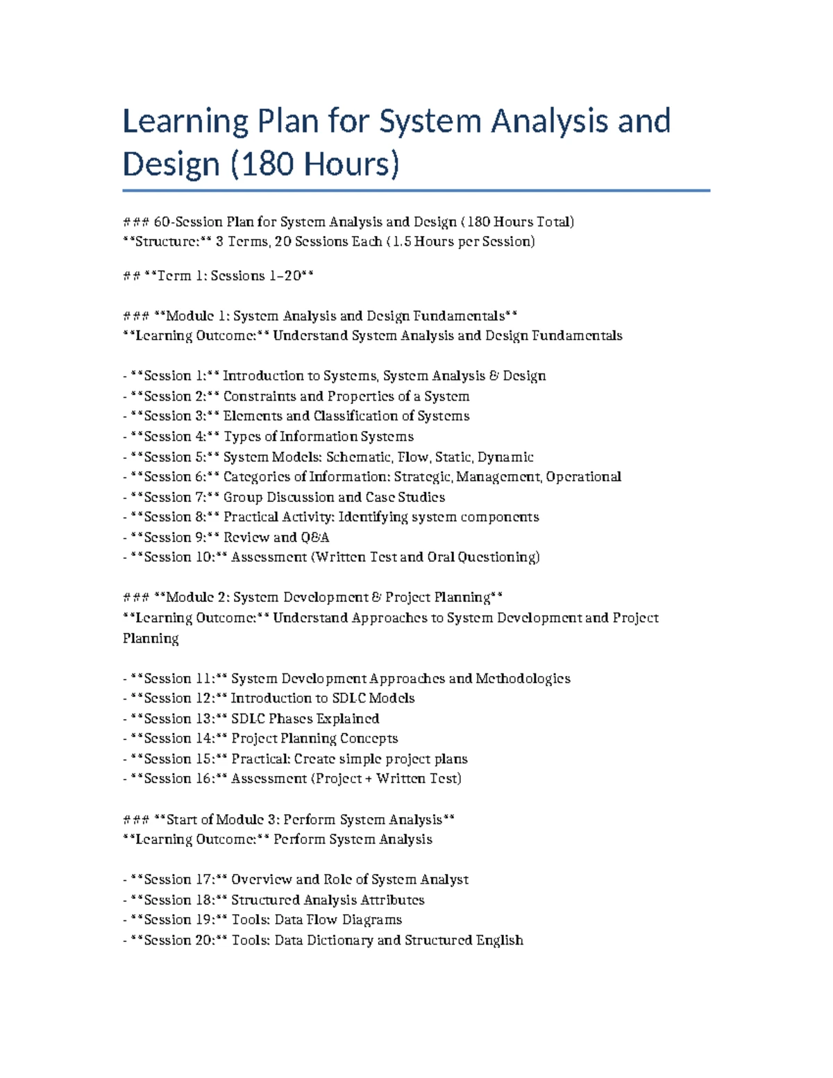 Term 1: System Analysis & Design Fundamentals - Course Overview and ...