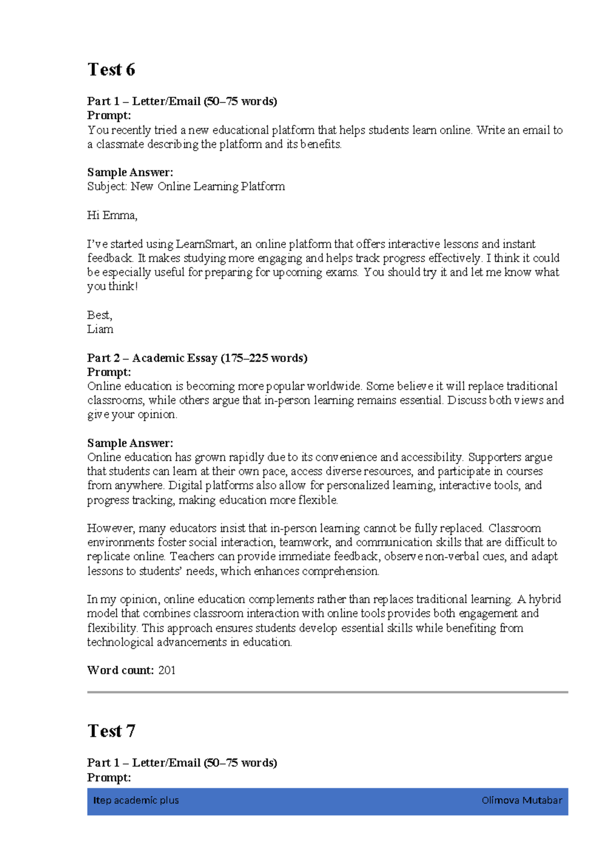 I TEP Writing 5: Practice Tests for Effective Skills Development - Studocu