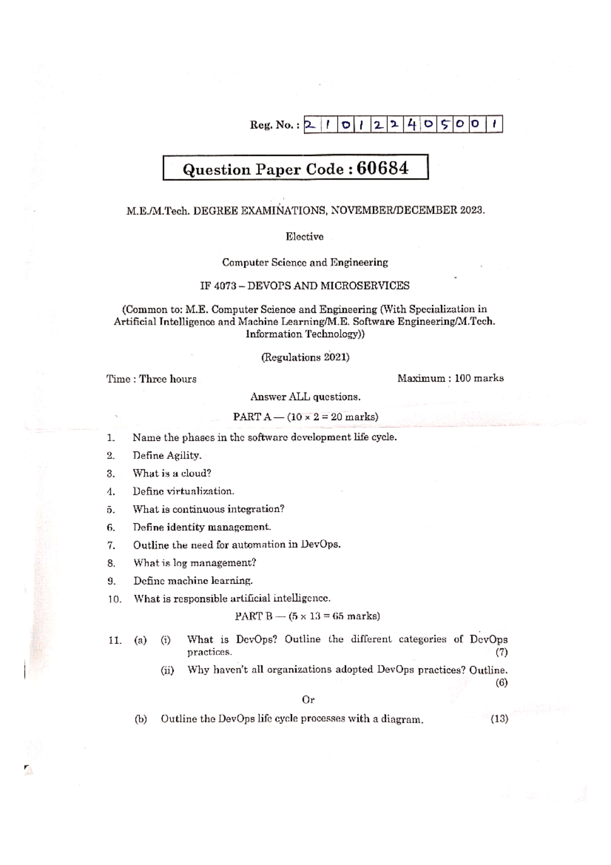 IF 4073 DevOps & Microservices Final Exam QP 60684, 2023 - Studocu