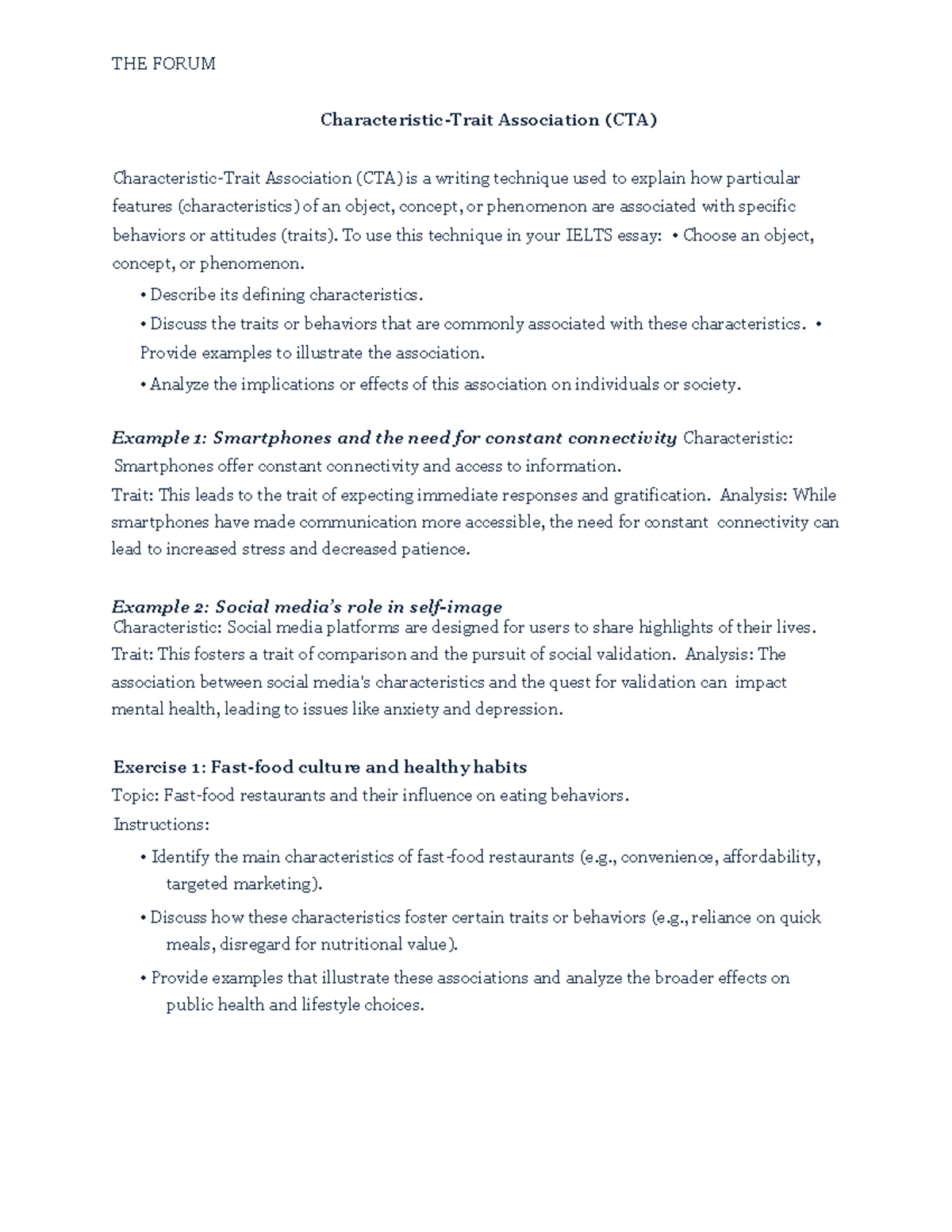 CTA - ANH HUY FORUM: Writing Techniques for IELTS Essay Associations ...