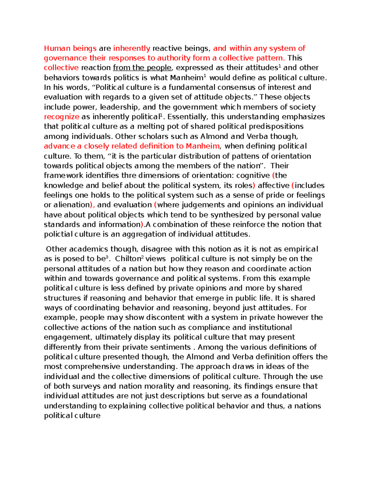 POLSCI 101: Notes on Political Culture and Collective Behavior - Studocu