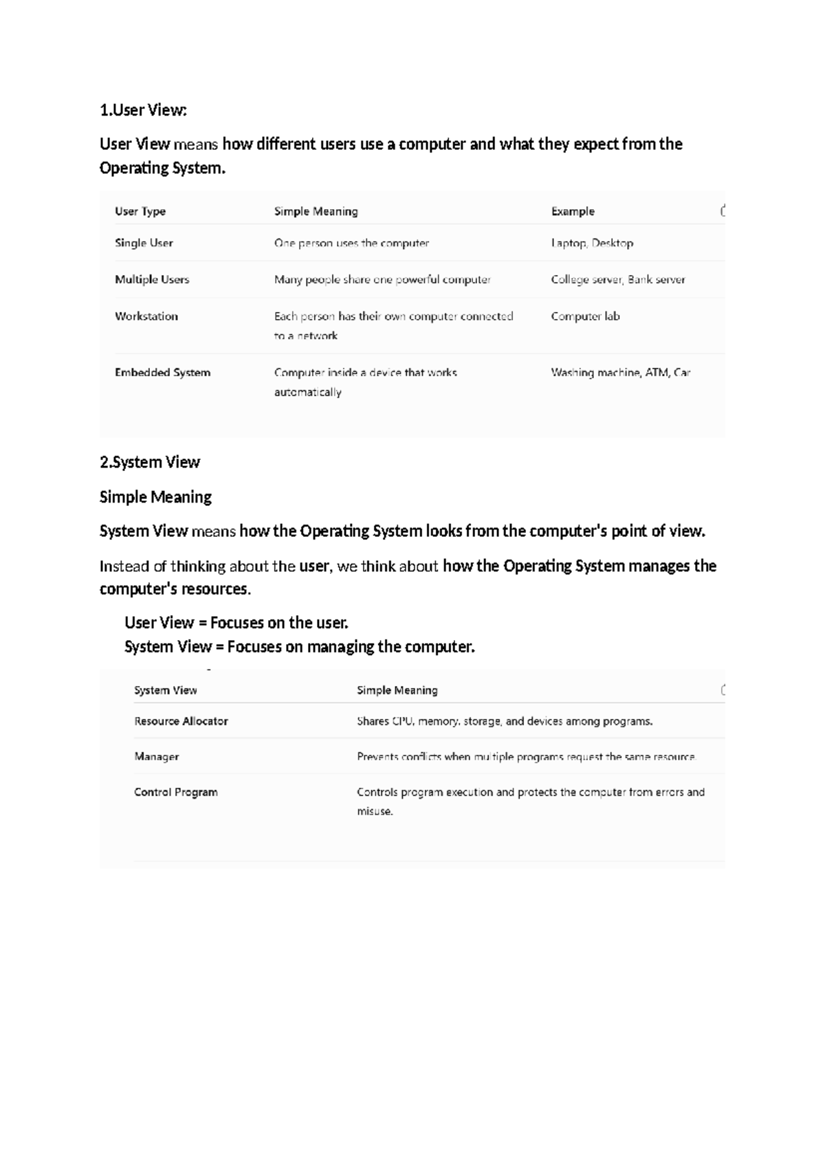 OS Unit-I: User & System Views, Goals, Types, and Batch Systems Notes ...