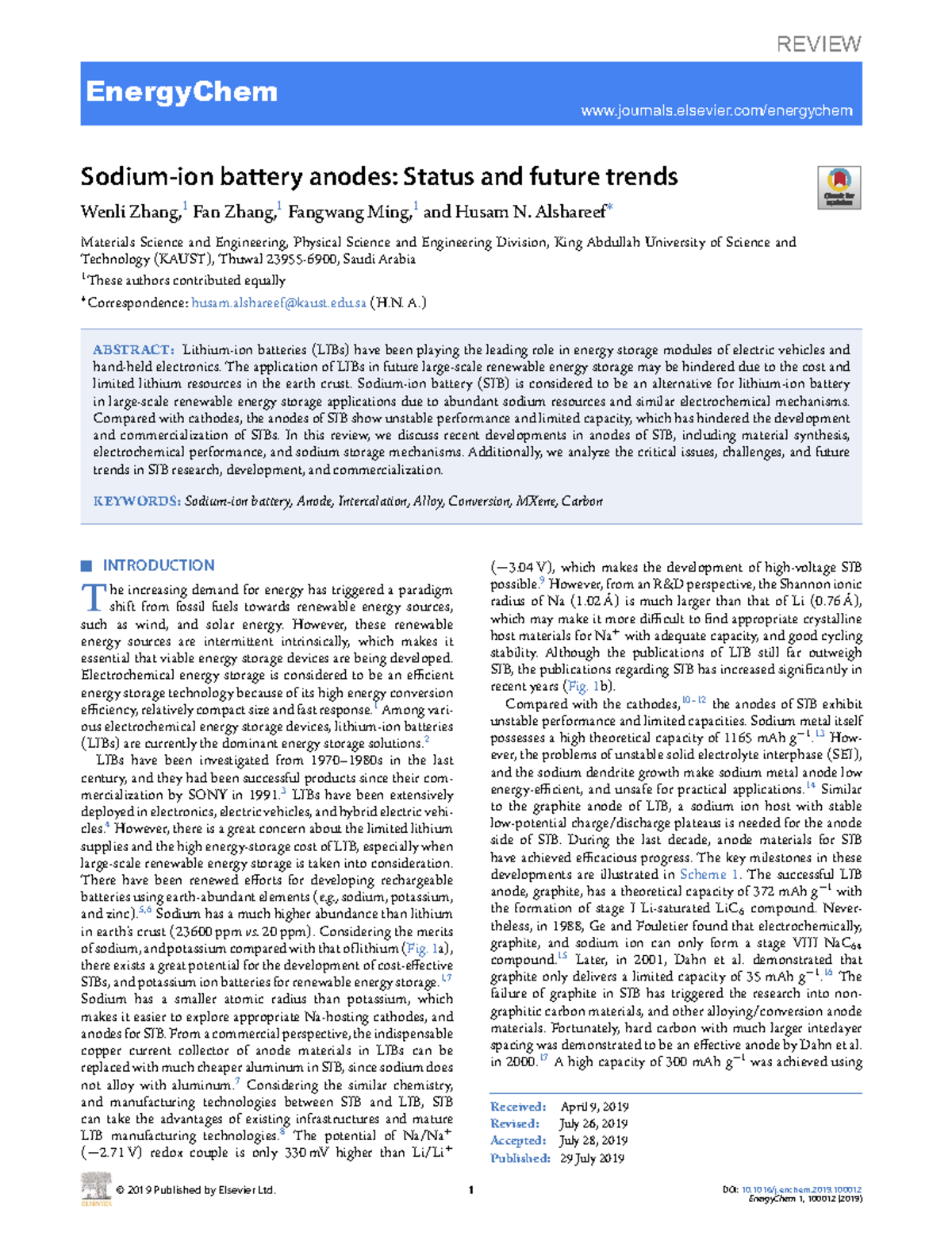 REVIEW: EC 2019 Sodium Ion Battery Anodes - Status & Future Trends ...