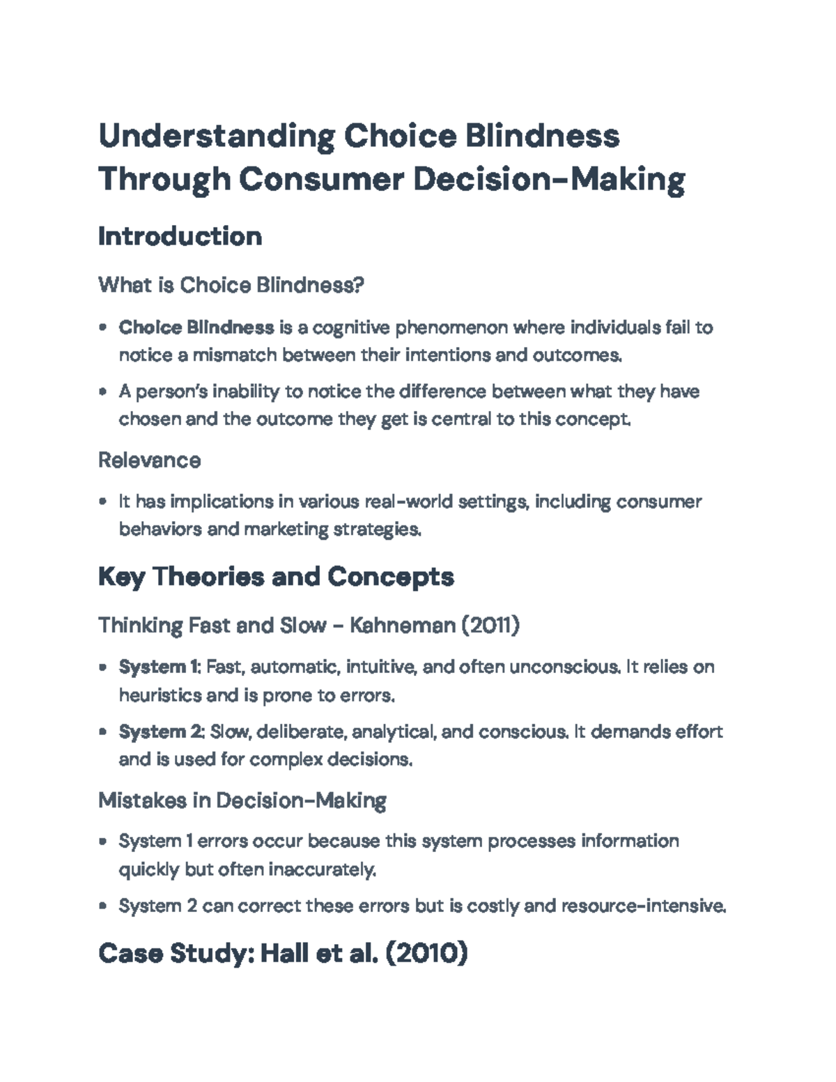 Understanding Choice Blindness in Consumer Decision-Making (PSY101 ...