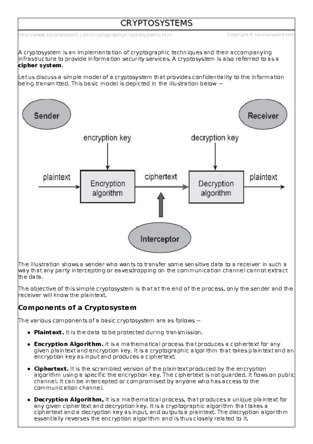 Cryptosystems - Cryptography and network security notes - - Studocu