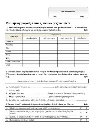 Mial Juz Ktos Sprawdzian Przyroda 6 Klasa Koncowych www.studocu.com