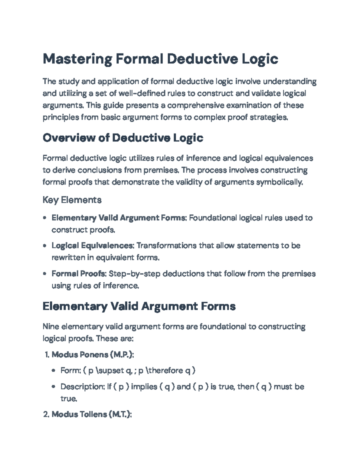 Mastering Formal Deductive Logic: A Comprehensive Study Guide ...