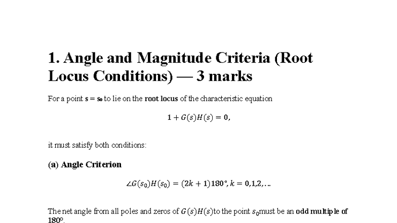 Cs mod02 - MOD 02 Lecture Notes on Root Locus and Control Systems - Studocu
