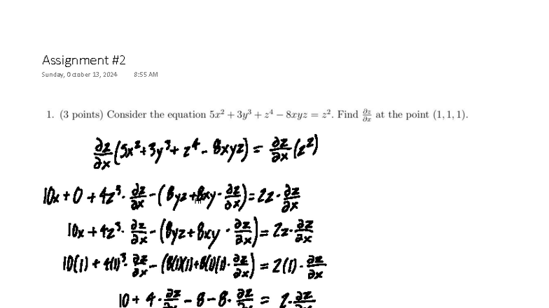 MATH2004 - Assignment 2: Advanced Calculus Problems and Solutions - Studocu