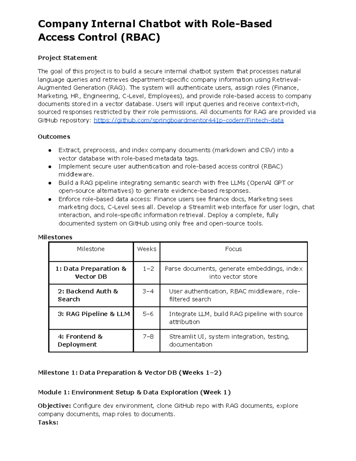 Company Internal Chatbot Project Statement (RBAC) Overview - Studocu