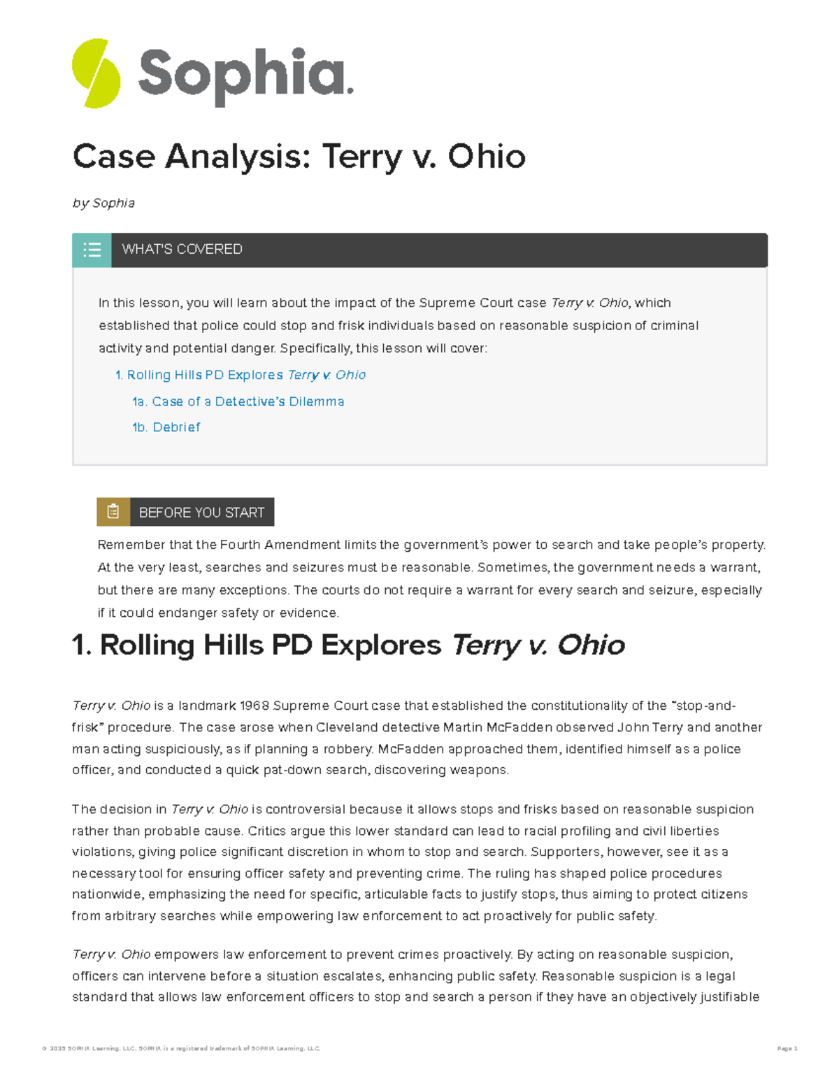 Case Study: Terry v. Ohio - Impact on Police Procedures and Rights ...