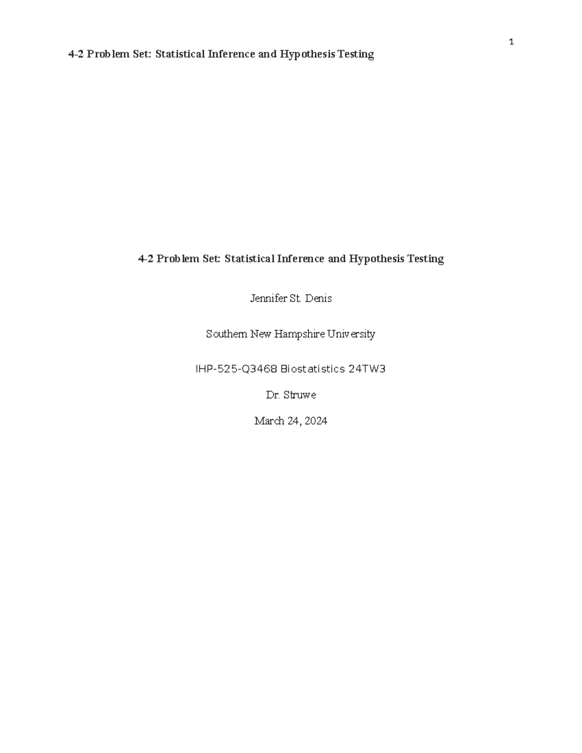 IHP-525-Q3468 Final Exam Problem Set on Statistical Inference and ...