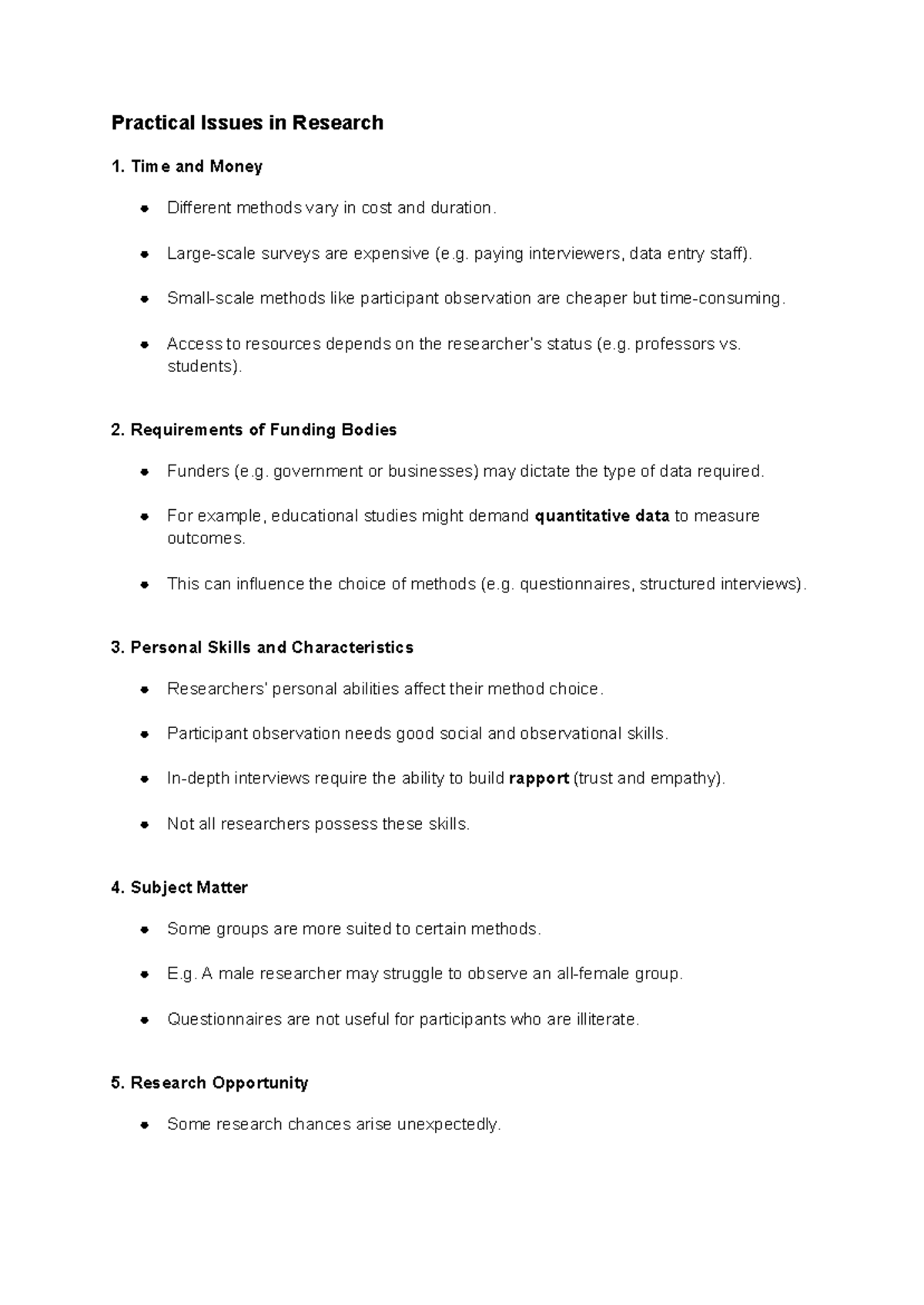 Practical Issues in Research: Paper 1 Notes (SOC101) - Studocu
