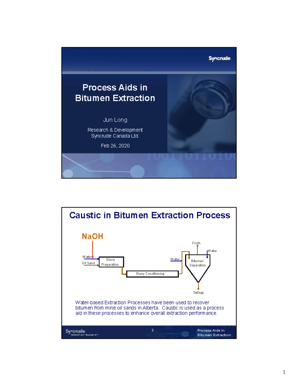 Process Aids in Bitumen Extraction: UofA Lecture Notes (Feb 26, 2020 ...